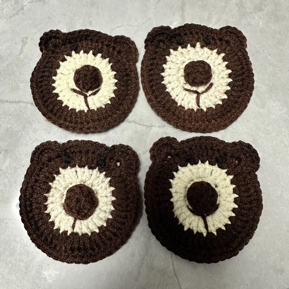 Handmade Bear Mats Coasters DIY Hand Crochet Bags Clothing Materials Homemade Children's Clothing Design Photo Prop Pad 20PCS