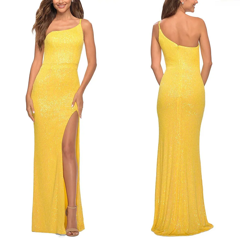 

Customized Sleeveless Yellow Floor Length A-line Vestidos De Fiesta Elegante Para Bodas Elegant Dress Luxury Wedding Guest Robe