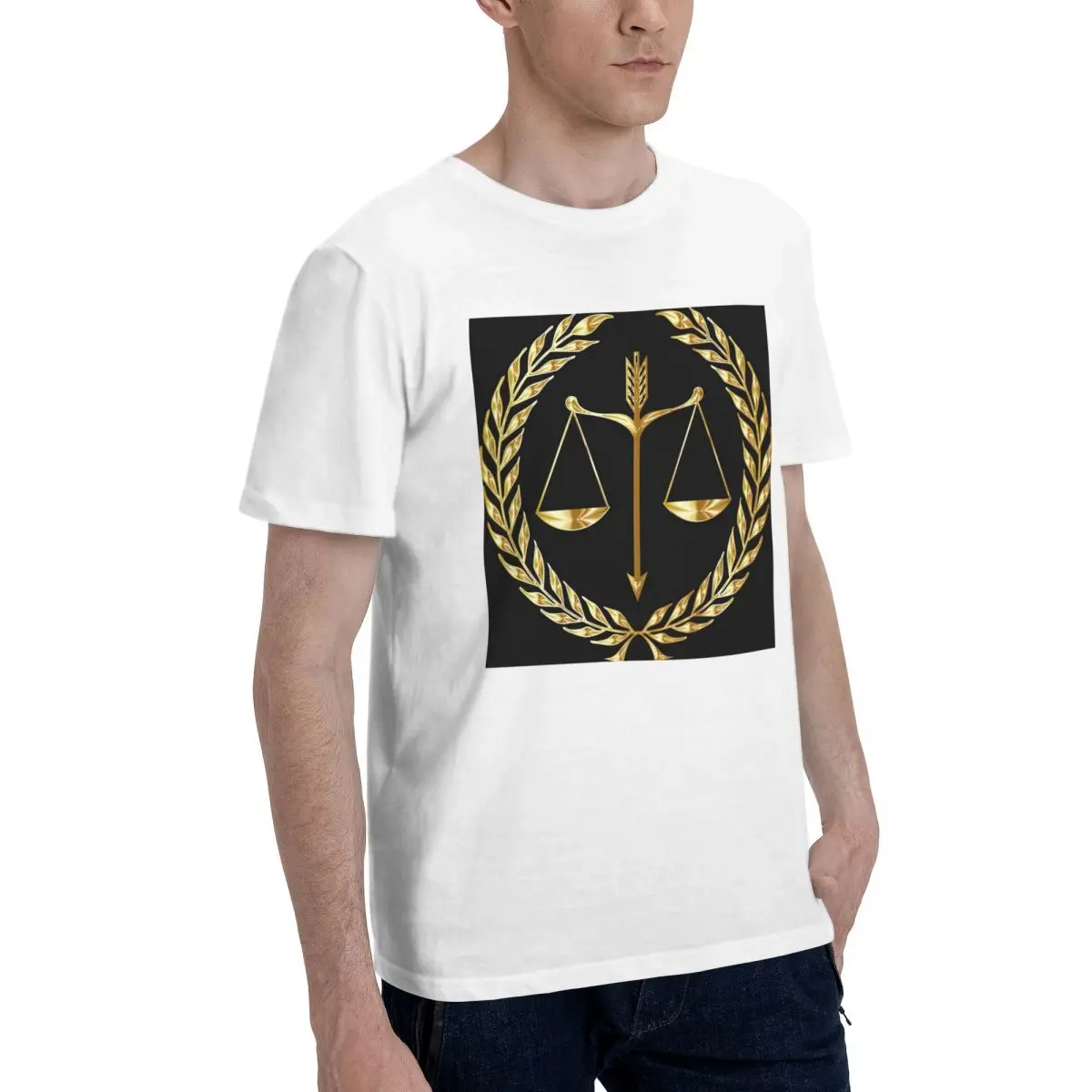الذهب الموازين من العدالة القانون شعار المحامي الحزب القانوني تي شيرت للرجال تي شيرت الرجال تيز قصيرة الجولة الرقبة ملابس الصيف بلايز #3