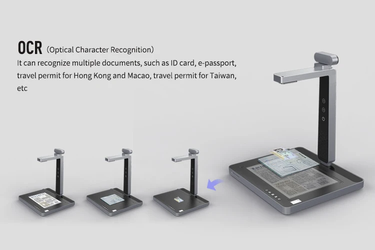 Scanner per documenti portatile Scanner per fotocamera HD ad alta velocità con OCR per scansione di contratti di passaporto con carta d'identità digitale per ufficio