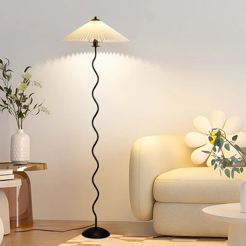 TechHPNordic Pleated Fabric Led Floor Lamp Living Room Sofaside Home Decor Standing Table Light