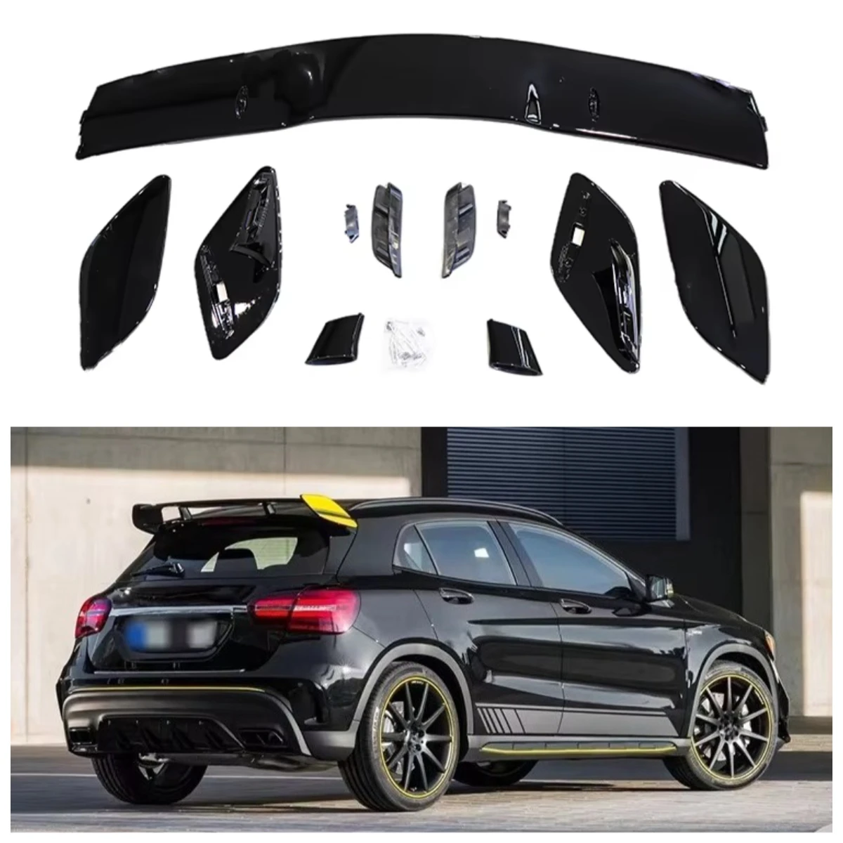 

Wholesale GLA45 Style Car Rear Bumper Gloss Black ABS Material Spoiler for X156 2015-2019