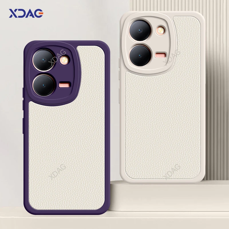 Funda Coque Phone Case for VIVO Y78 Y78T Plus 5G Camera Protection Original High Qualtiy Lambskin Luxury Leather Soft Back Cover
