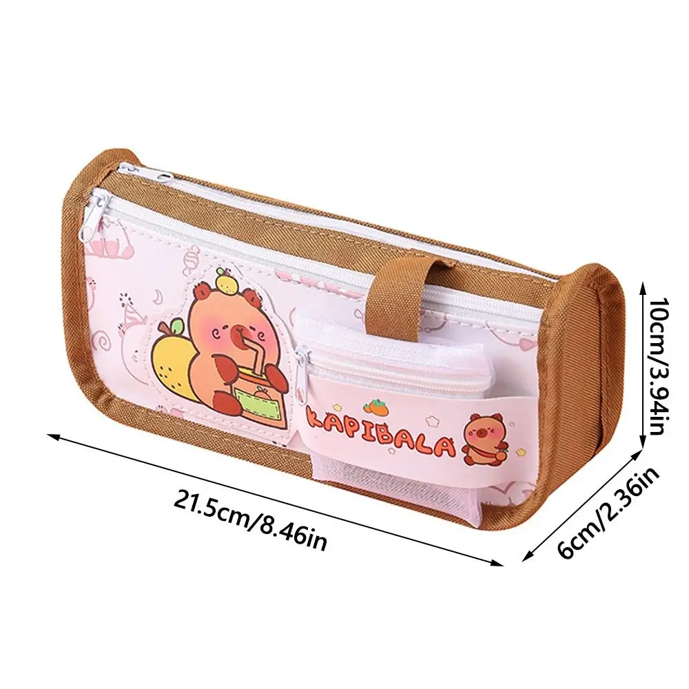 High Value Capybara Pencil Case Large Capacity with Small Bag Zipper Stationery Bag Student Stationery Dirt-resistant Pen Bags