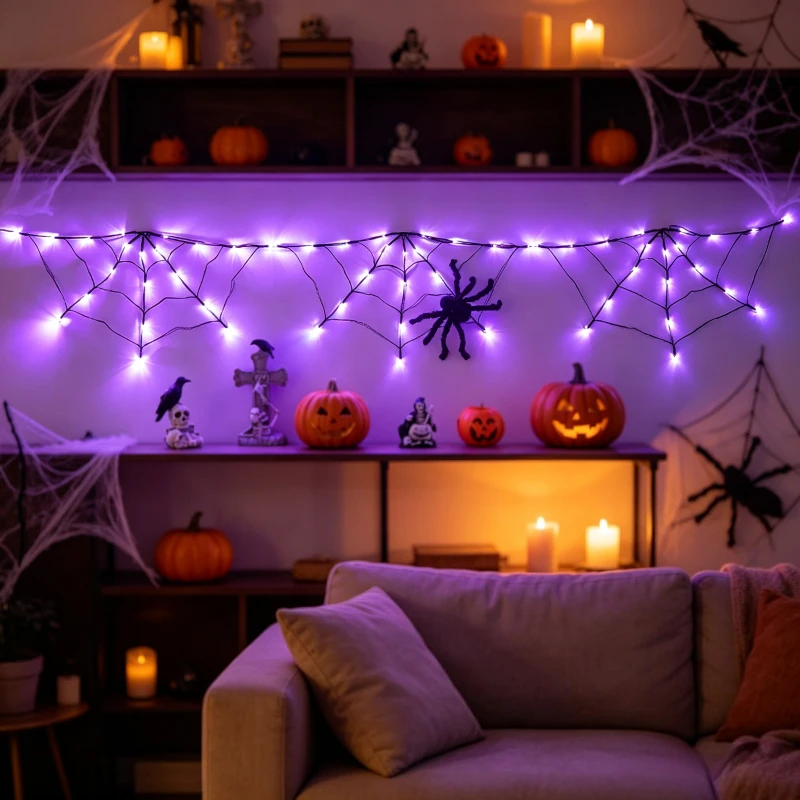할로윈 거미줄 스트링 조명 1.8M 60 LED 보라색 - String Curtain Light 리뷰 및 가격