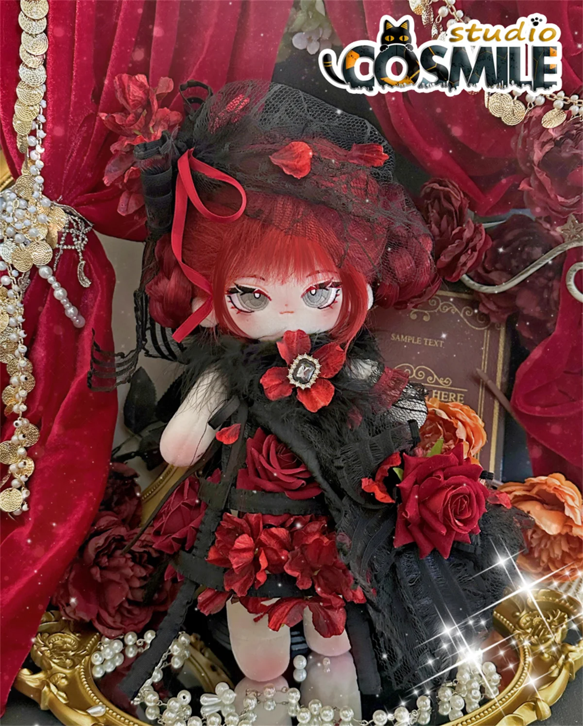 European Zombie Gothic Bride Rose Lady Gown Dress Lolita Stuffed Plushie 30cm Plush Doll Accessories Doll's Clothes Costume XGW