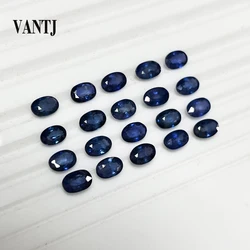 VANTJ Natural Sapphire Loose Gemstone Oval Cut 4*6mm for Silver Gold Mounting DIY Decoration Fine Jewelry