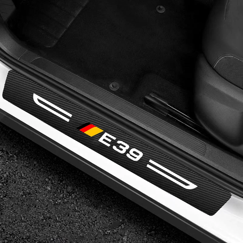 Carbon Fiber Threshold Scuff Plate Decorative Sticker for BMW 5 Series E39 Logo Car Door Sill Protect Anti Scratch Decals Strip