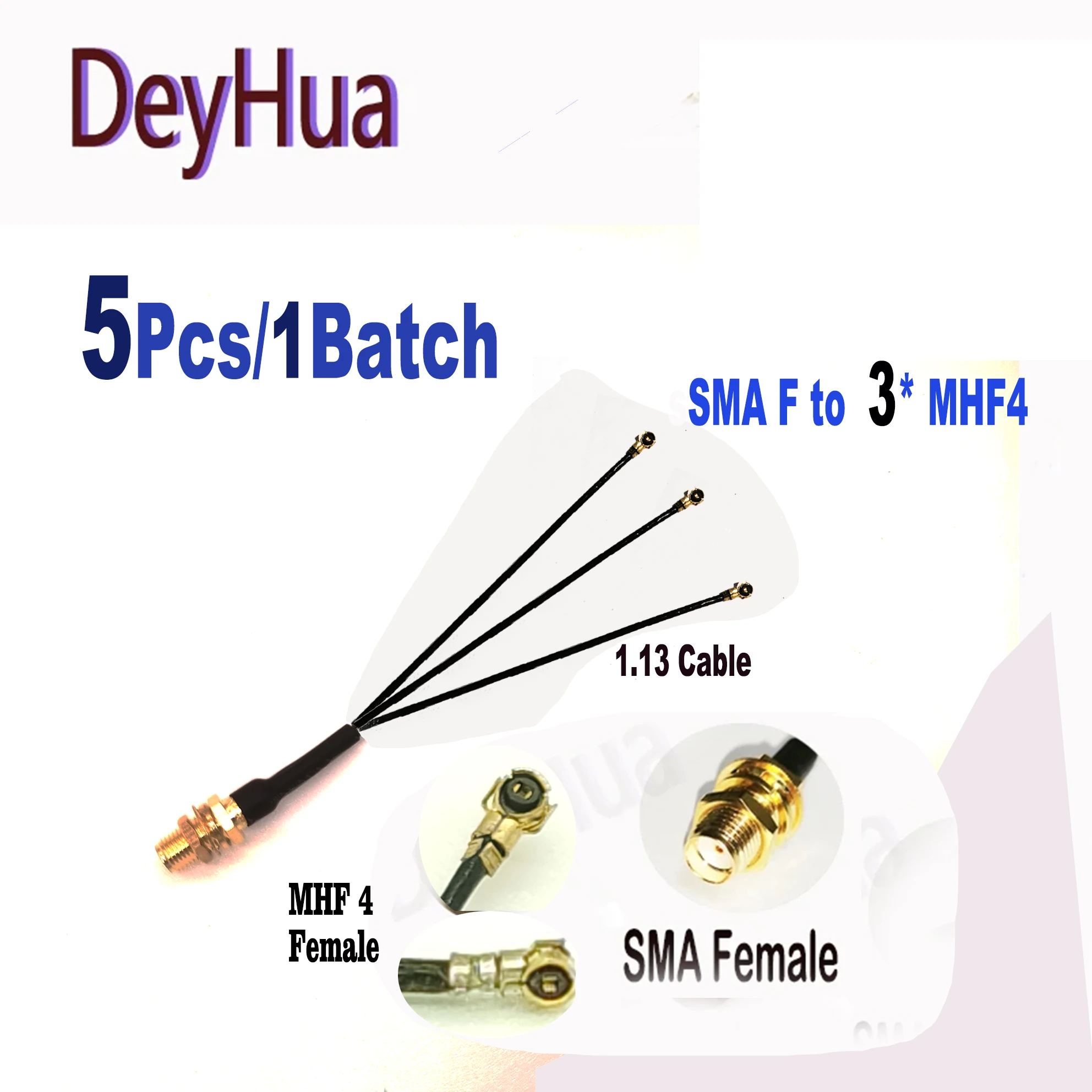 5pcs SMA to 4x Mhf4 Splitter SMA Female to 2 3 4 5 6 78 9 10 12X Mhf4 Female RF 1.13 Cable WIFI Antenna Extension Jumper Pigtail