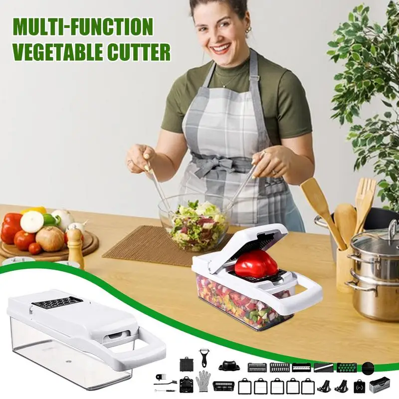 Vegetable Cutter Slicer Ergonomic Kitchen Vegetable Chopper 26X Labor-Saving Vegetable Cutter Potato Slicer Tool With Container