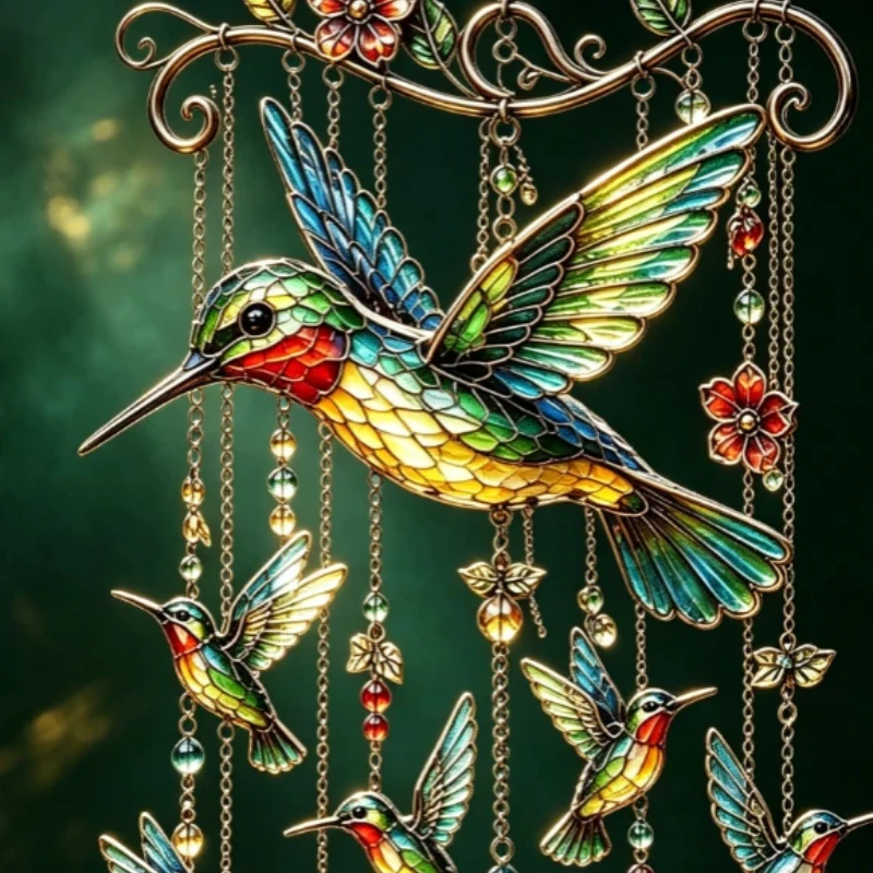 Crystal Hummingbird Wind Chime Colorful Glass And Crystal Sun Catcher Wind Chime Outdoor Bird Room Decorations 2026