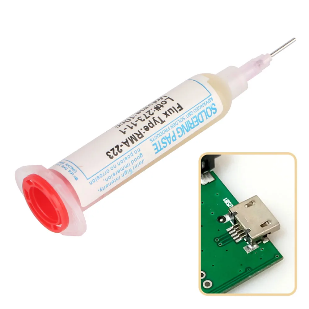 

No-Clean Solder Paste Welding Advanced Oil Flux Grease PCB IC Parts Welding RMA-223 10cc Soldering Repair Soldering Paste