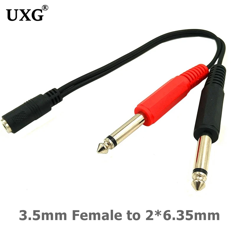 6.35 Mm Male To 2 6.35 Mm 3.5mm Female Adapter Cable 1/4 6.35mm Plug To Dual 6.35mm 3.5 mm Jack Y Splitter Stereo Audio Cord 0.2