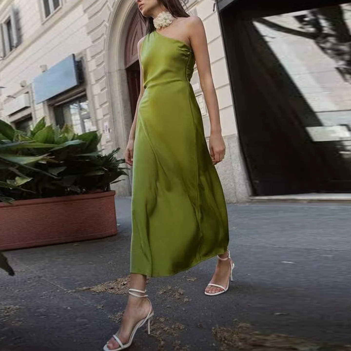 Robe en Satin de soie pour femmes, Design asymétrique, marque Dr Z européenne Sle Svel, usage quotidien