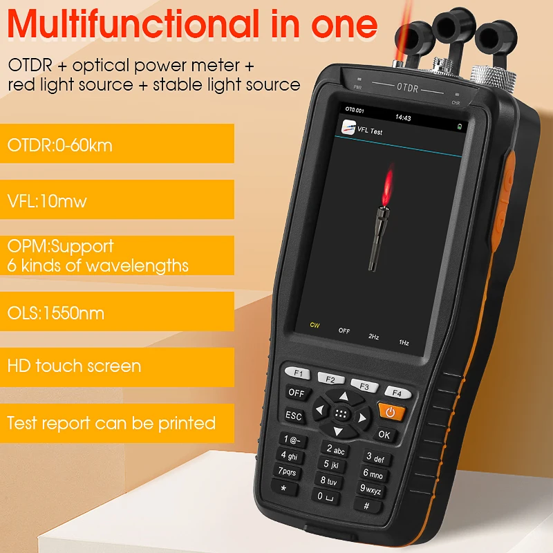 COMPTYCO AUA28U Mini 60KM Fiber Optic OTDR Optical Fiber Reflectometer Built in VFL with FC SC Touch