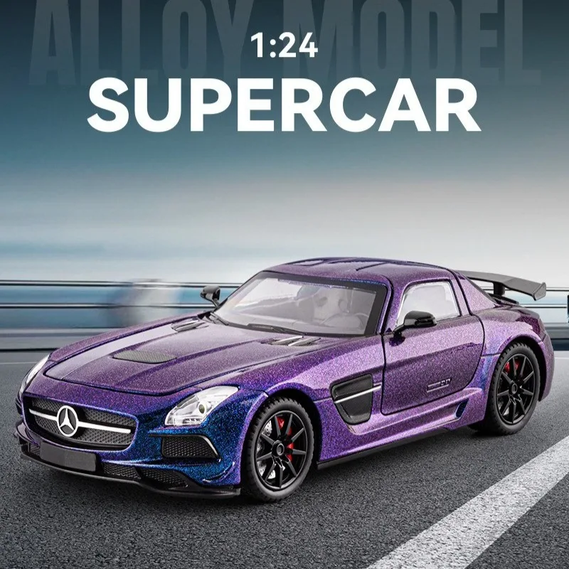 

Diecast 1:24 Benz SLS Sport Car Model with Sound and Light Collection Hobby Decorations Birthday Gift for Children Boy Miniature