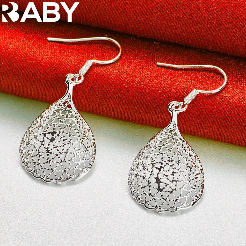 URBABY 925 فضة هندسية إسقاط أقراط للنساء مجوهرات الأزياء سحر نعمة نوبل اكسسوارات الزفاف