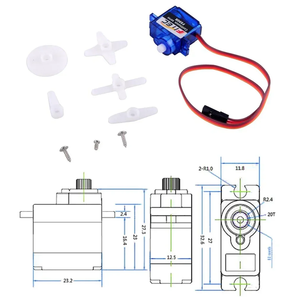 Feetech FS90R Mikro Serwo Obrotowe 360 Stopni + Koło Oponowe RC do Arduino Micro:bit Dronów RC Robotów Zabawek Serwo