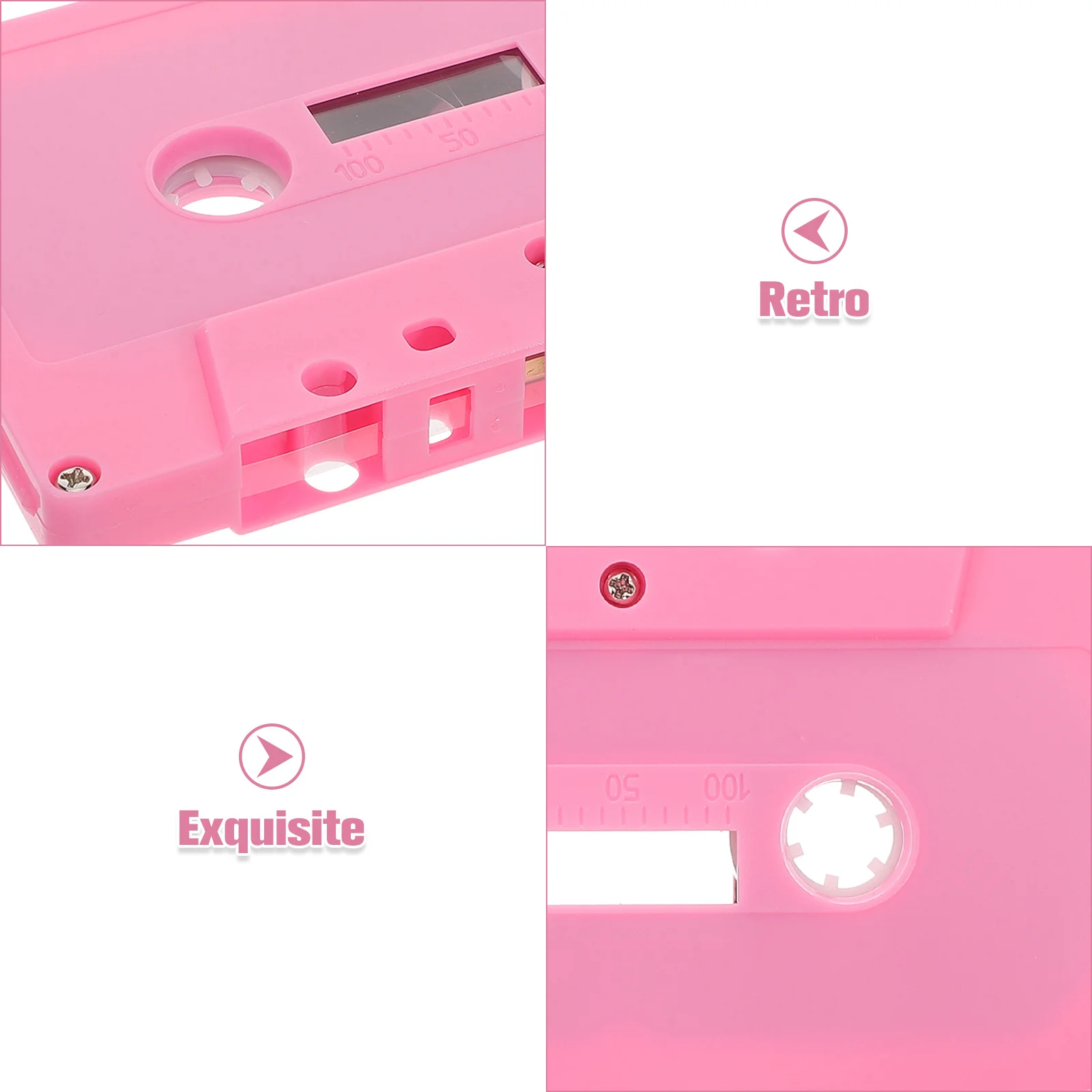 เทปคาสเซ็ตเปล่าสีสันสดใสสไตล์เรโทร 2 ชิ้น สำหรับงานสร้างสรรค์ DIY ตกแต่งงานปาร์ตี้ดนตรี และของตกแต่งสไตล์ย้อนยุค