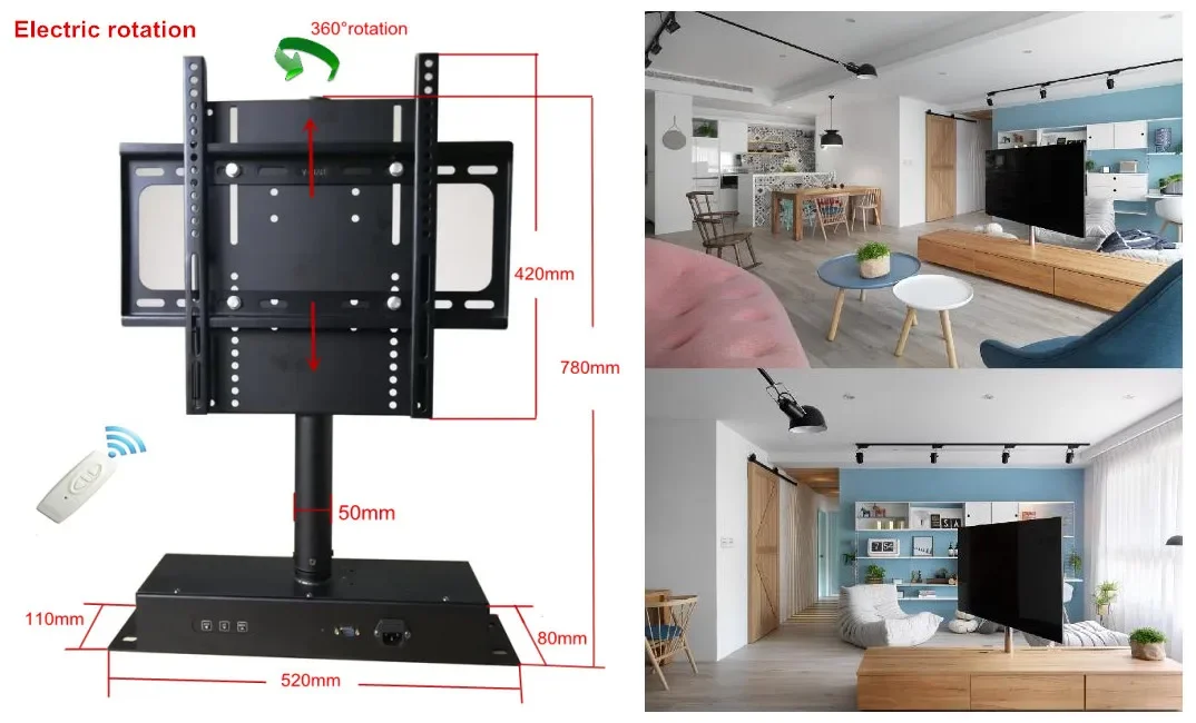 قاعدة دوارة للتلفزيون بجهاز تحكم عن بعد ، حامل دوار تلقائي ، حامل دوار بدرجة