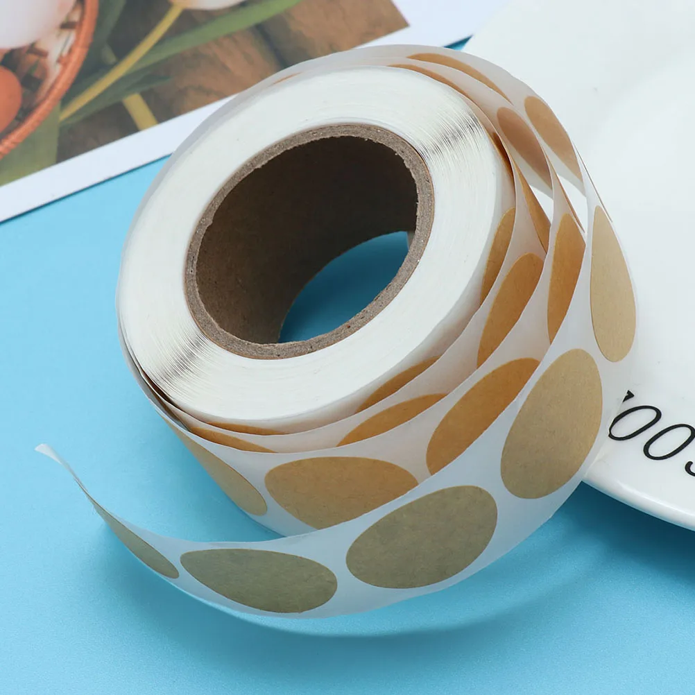 

6 Rolls Kraft Paper Adhesive Stickers Self adhesive Detachable Round Labels for Packaging Gift Wrapping Sealing Envelopes