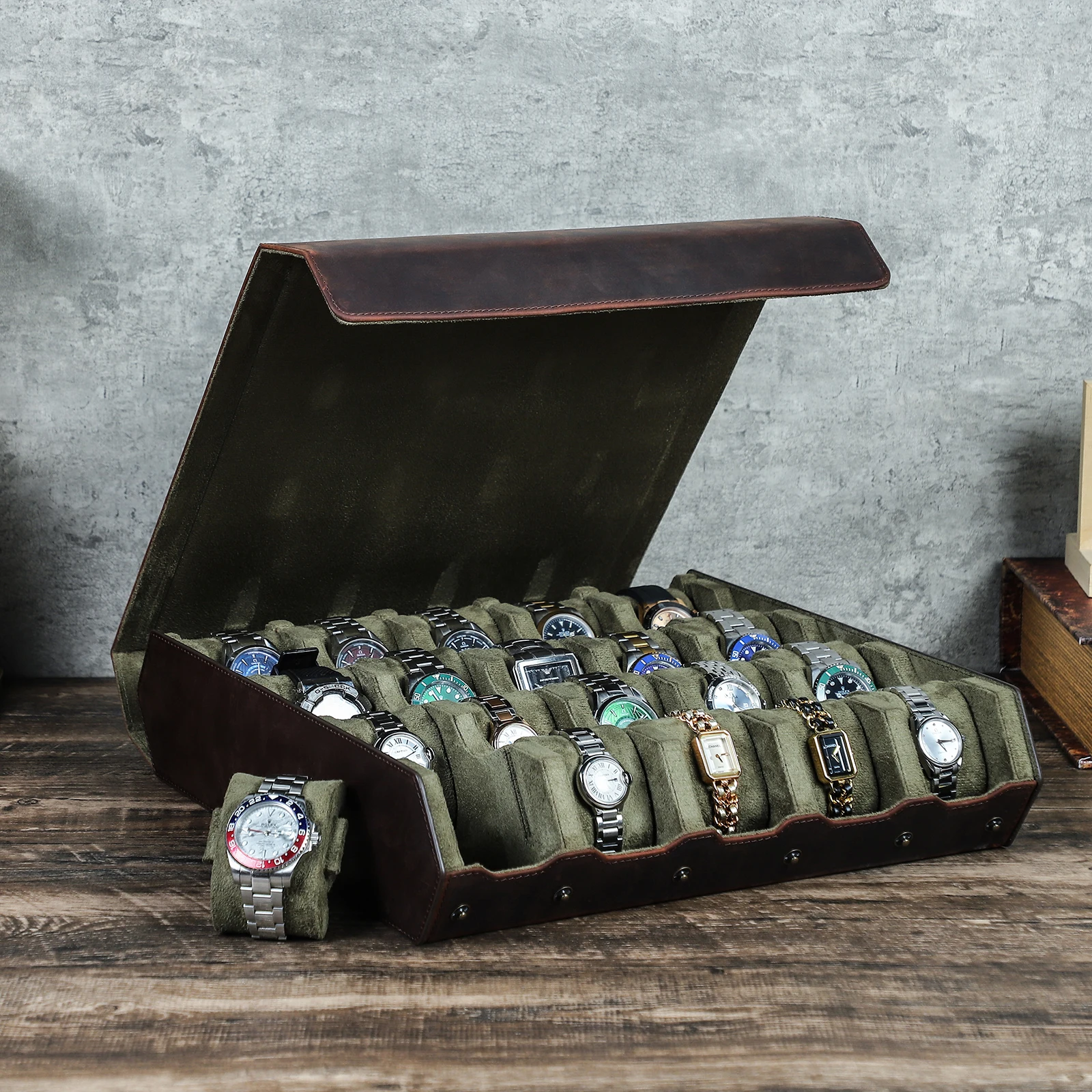 Watch Display Box - กล่องนาฬิกา 20 ช่อง กล่องหนัง ทรงหกเหลี่ยม กล่องโชว์นาฬิกาหรูหราสั่งทำพิเศษ