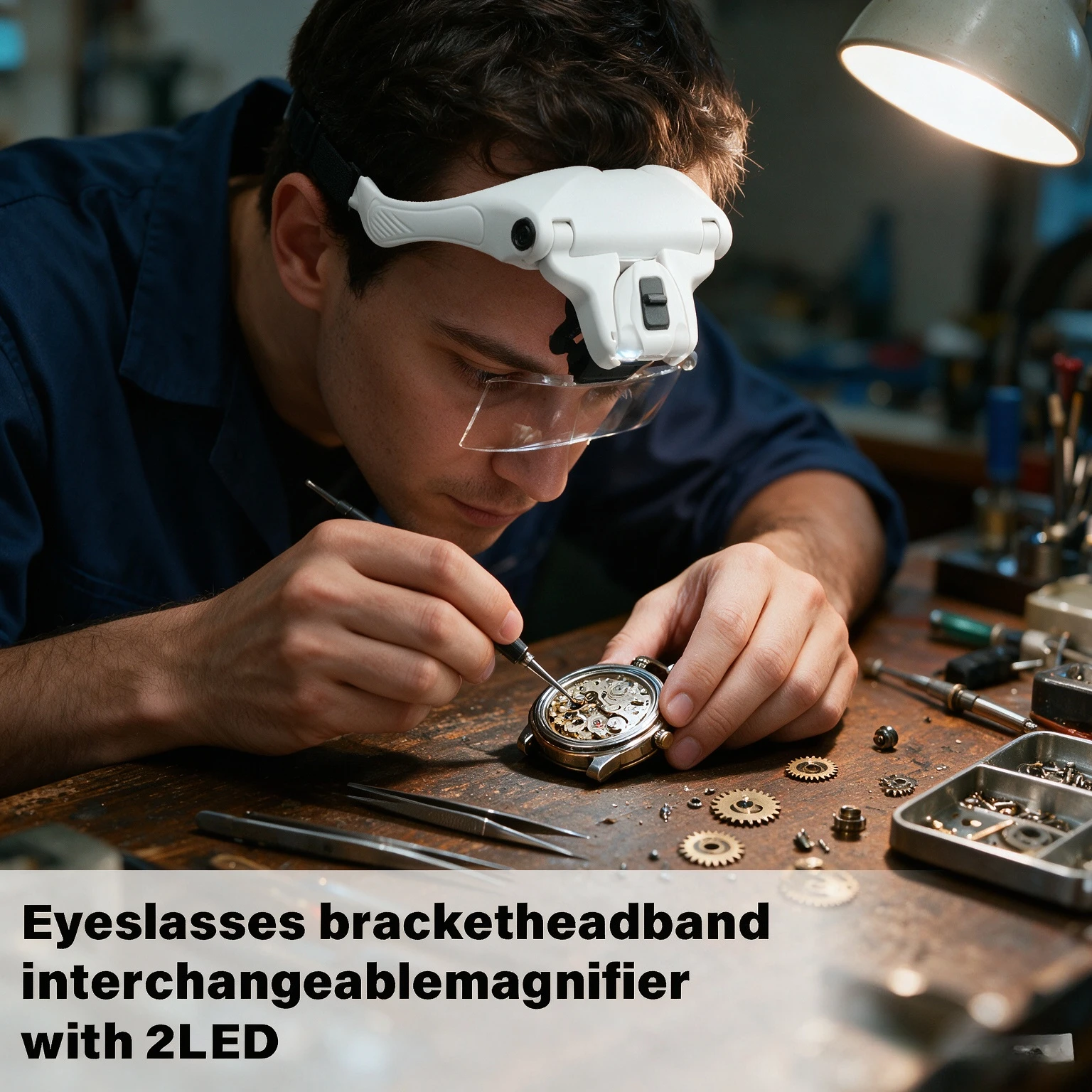 Headband Magnifier Jeweler Head Loupe LED Light Lamp Optical Glass Tool Repair Reading Magnifying Glasses Eye Glasses Magnifier
