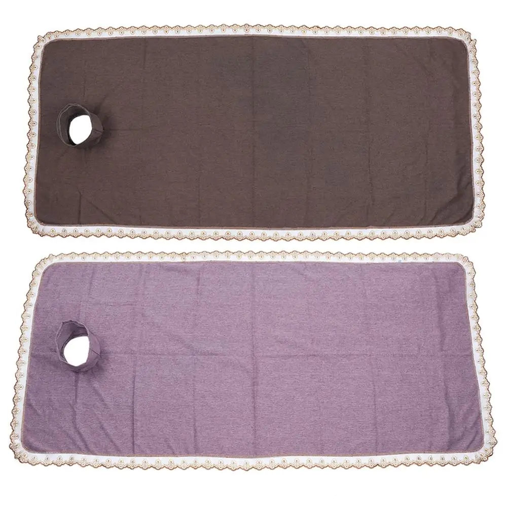 Beauty Salon Special Thickening Sheet Salon Massage Body SPA Treatment With Holes Cotton Linen Sheer Lace Fold Design Cotton Pad