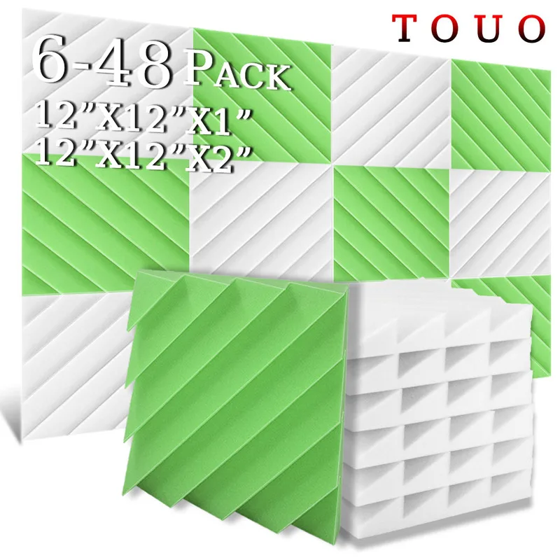 

TOUO Acoustic Foam 6-48 Pcs Diamond Groove Foam Panels Sound Absorbing Soundproof Material Drum Room Acoustic Treatment