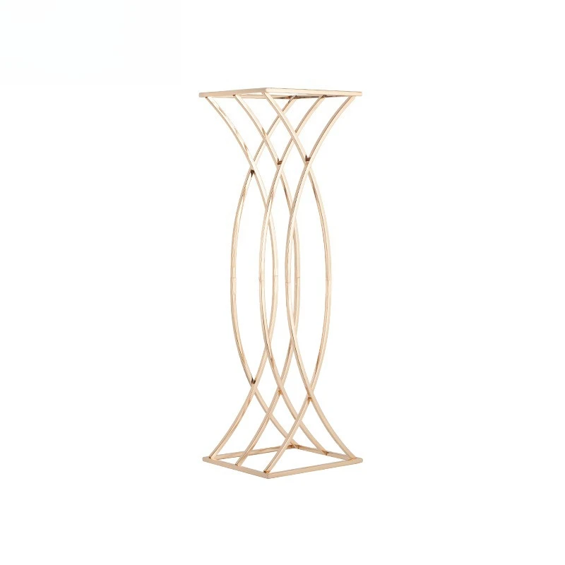 Geometric road guide electroplated props gold wrought iron square frame stand decorative T-table background festival