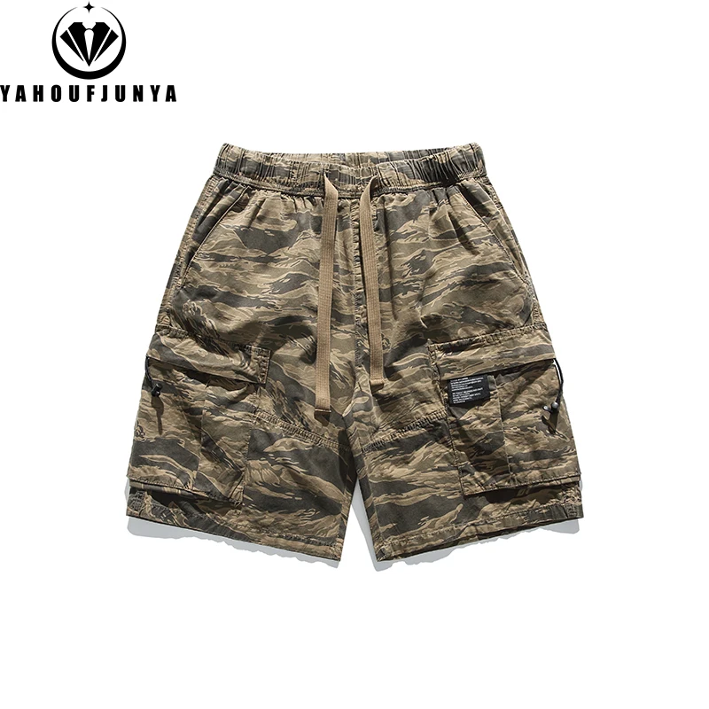 2024 Men Summer Outdoor Leisure Cotton Loose Cargo Shorts Men Camouflage Straight Elastic Comfortable Fashion Short Pants Male