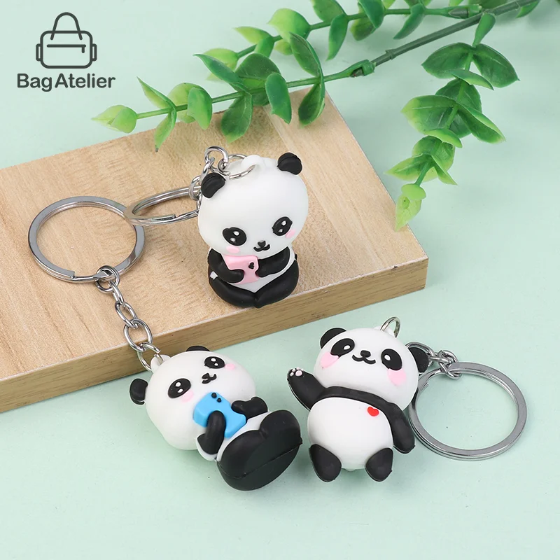 Cute Creative Cartoon Panda Couple Keychain Pendant Kawaii Doll Car Keychain Ladies Bag Charm Gift New Year