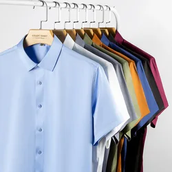 Camisa de manga corta para hombre, ropa cómoda y transpirable, elástica, para negocios y ocio, novedad de verano, 2024