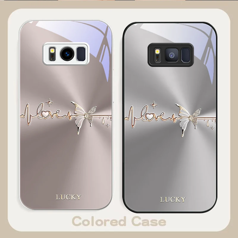 

Lucky Golden Butterfly For Samsung S22 S8 S9 10 20 Ultra S21 Pro S22 Plus S23 FE S24 Ultra S25 Edge S25Ultra Glass Phone Case