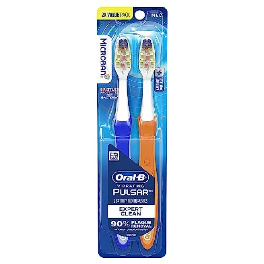 OralB Pulsar Expert Clean Bateria Escova de dentes média Pacote de 2 embalagens podem variar Cuidados bucais