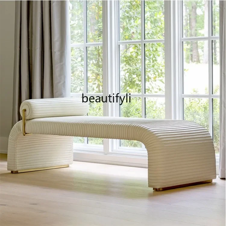 Light luxury special-shaped bed tail pedal, modern dressing, Italian simple entry, couch fabric, dressing stool