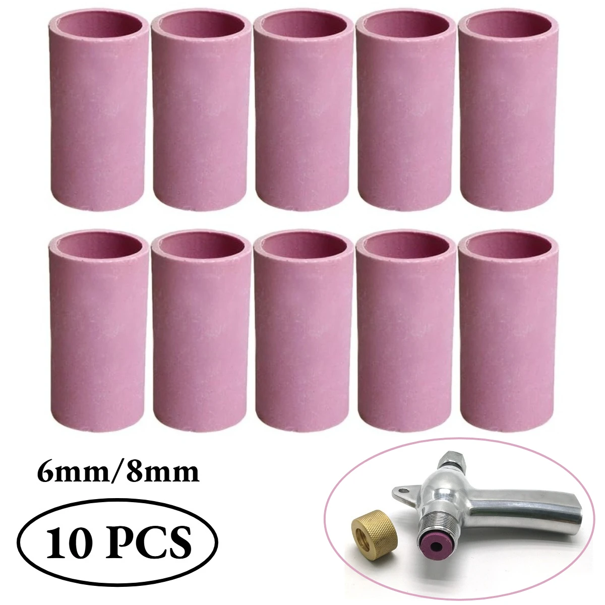 6mm/8mm Ceramic Sandblaster Nozzles 10pcs for Sand Paint Beads Blasting Sandblaster Gun Tip