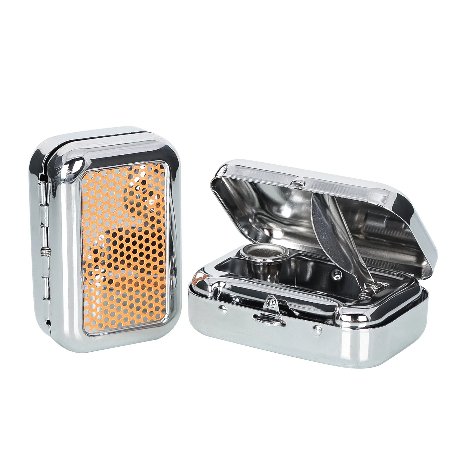 Creativity Ashtrays Anti-scalding Mini Portable Stainless Steel Square Pocket Ashtray With Lids Cigarette Ash Holder Gifts