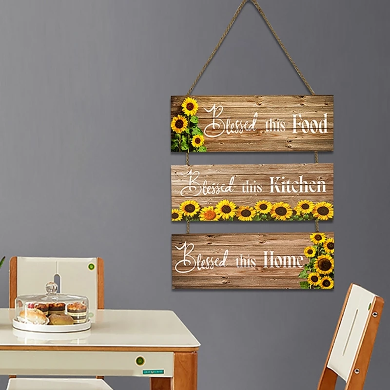 3pcs Sunflowers Wooden Sign Elegant Wall Hangings Pendant Plaques Flower Welcome Door Sign Decorations for Offices Y9RE