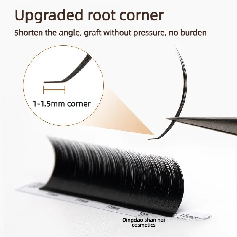 1mm Short Stem Camellia Premade Fans Wide Angle Manga Fox LC Eyelash Extensions Blooming No Scatter Root Lash Salon Use