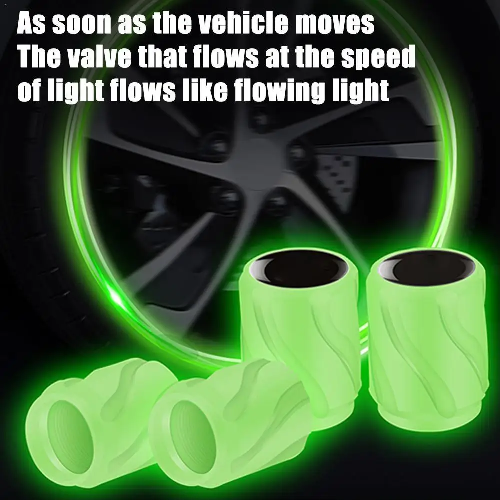 

Luminous Valve Caps Fluorescent Night Glowing Decor Car Motorcycle Bicycle Wheel Hub Valve Stem Cap Styling Car Accessories ﻿