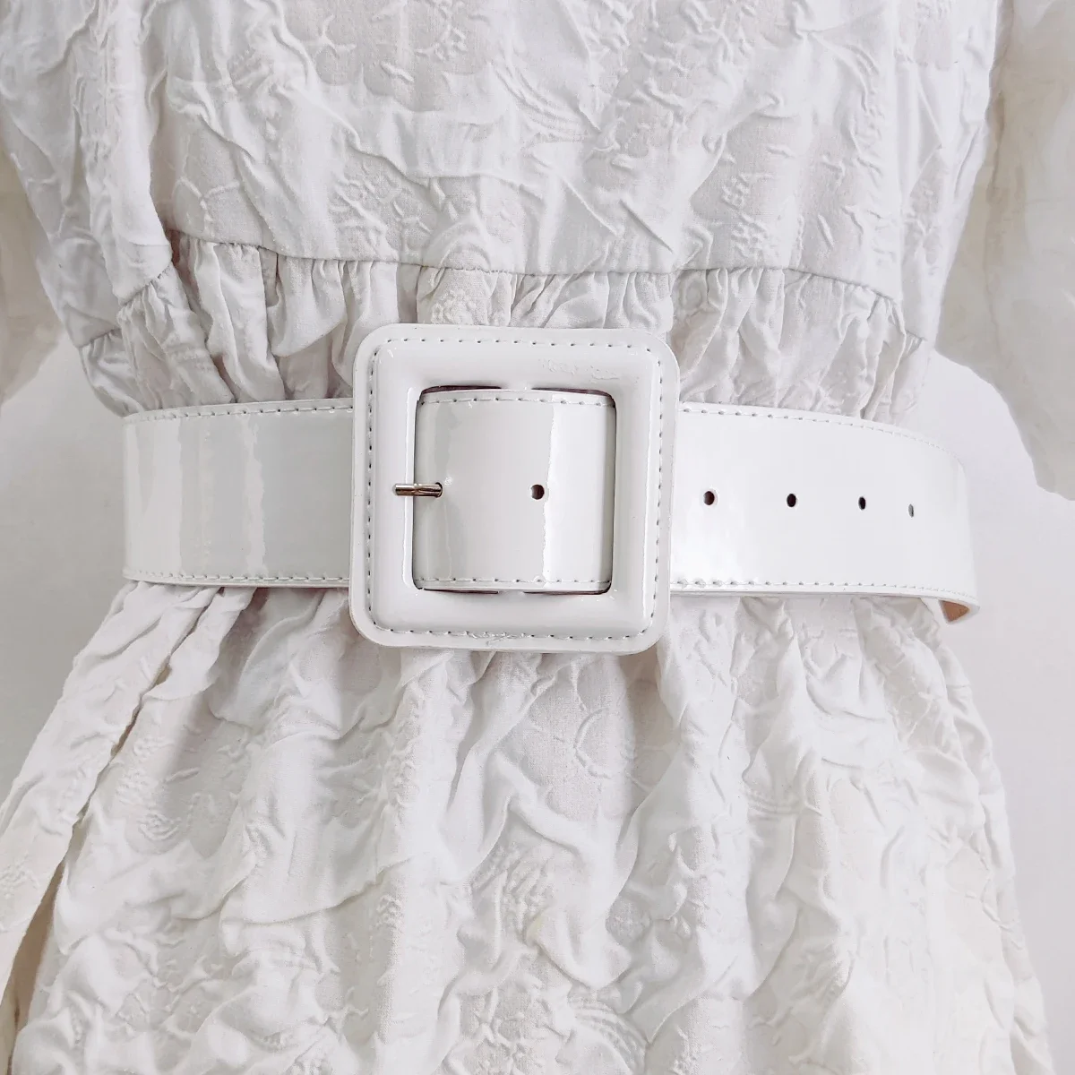 AAA137Designer Für Frauen Hohe Qualität Patent Leder Weibliche Gürtel Schwarz Korsett Gürtel 5cm Bund Rot Weiß Quadratischen Mund mode – Detail 4