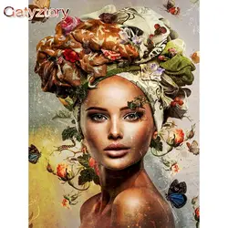 GATYZTORY 60x75cm Frame Painting By Numbers DIY Gift For Adults Black Woman Figure Paint By Number Handmade Home Decors Artwork