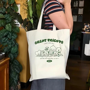 BT21 Line Friends bolso bolso lindo cartoon personajes de lienzo de lona reutilizable minimalista y2k bolso by bt21 kpop merch 12 mejores amigos de línea de venta Sally - №5