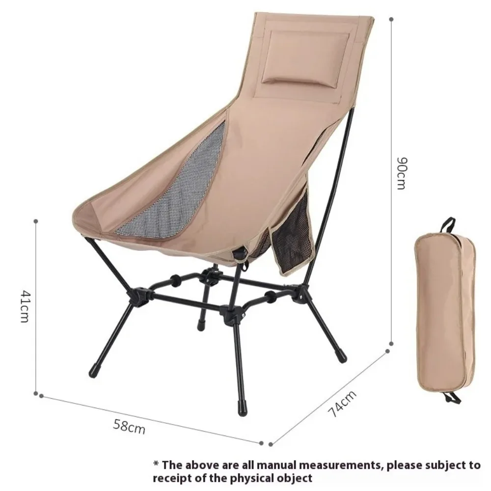 Ultra-light Outdoor Folding Chair Convenient Fishing Beach Chair Backrest Heightening Camping Chair High Back Moon Chair