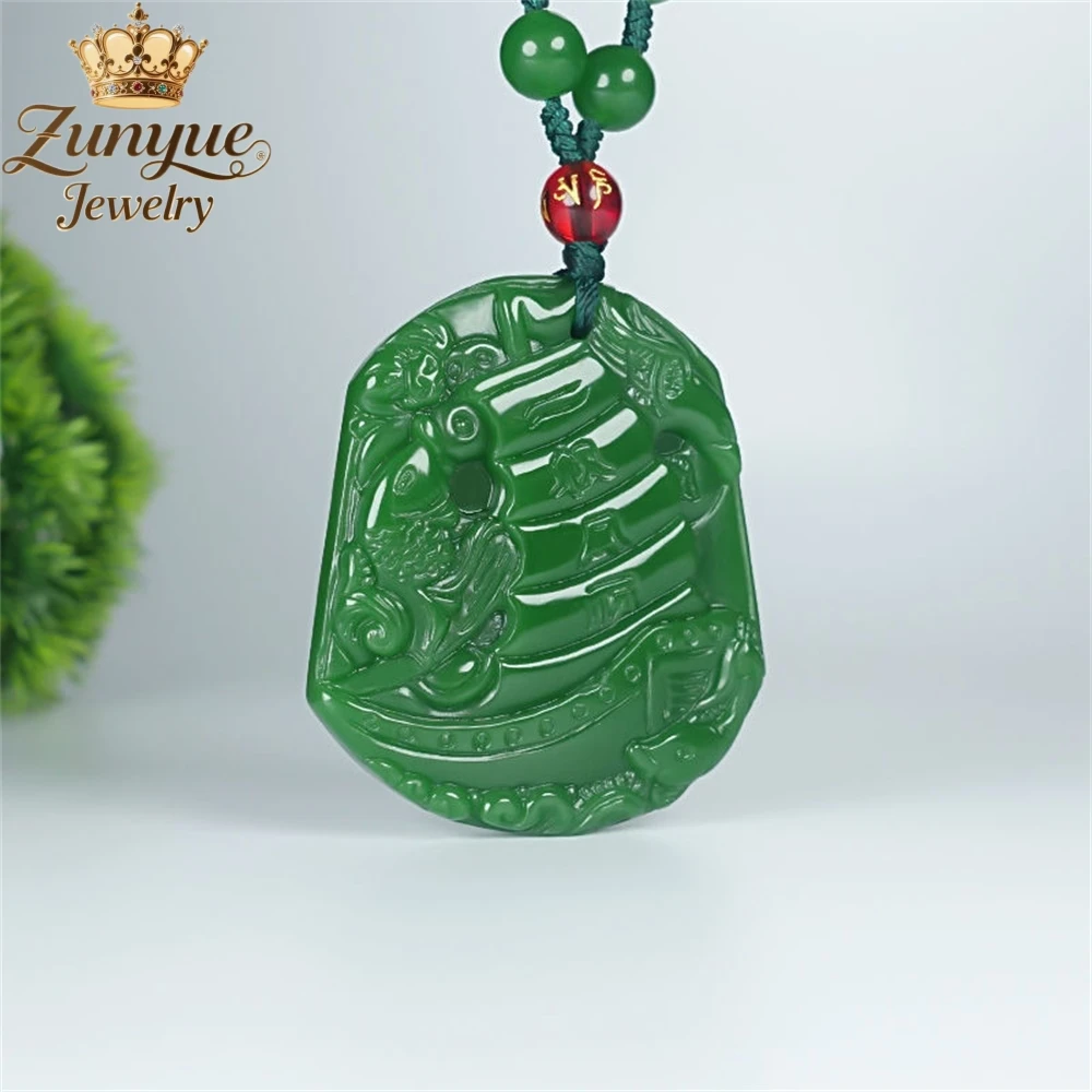 

High-End Natural Hetian Green Jade Sailboat Pendant Luxury Quality Jewelry Fashion Jewelry Exquisite Elegant Charms Popular Gift
