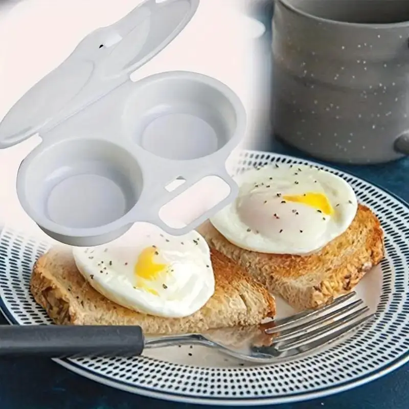New#Food Grade Plastic Microwave Egg Poacher 2 Cavity Design Heat Resistant Perfect For Home Kitchen Breakfast