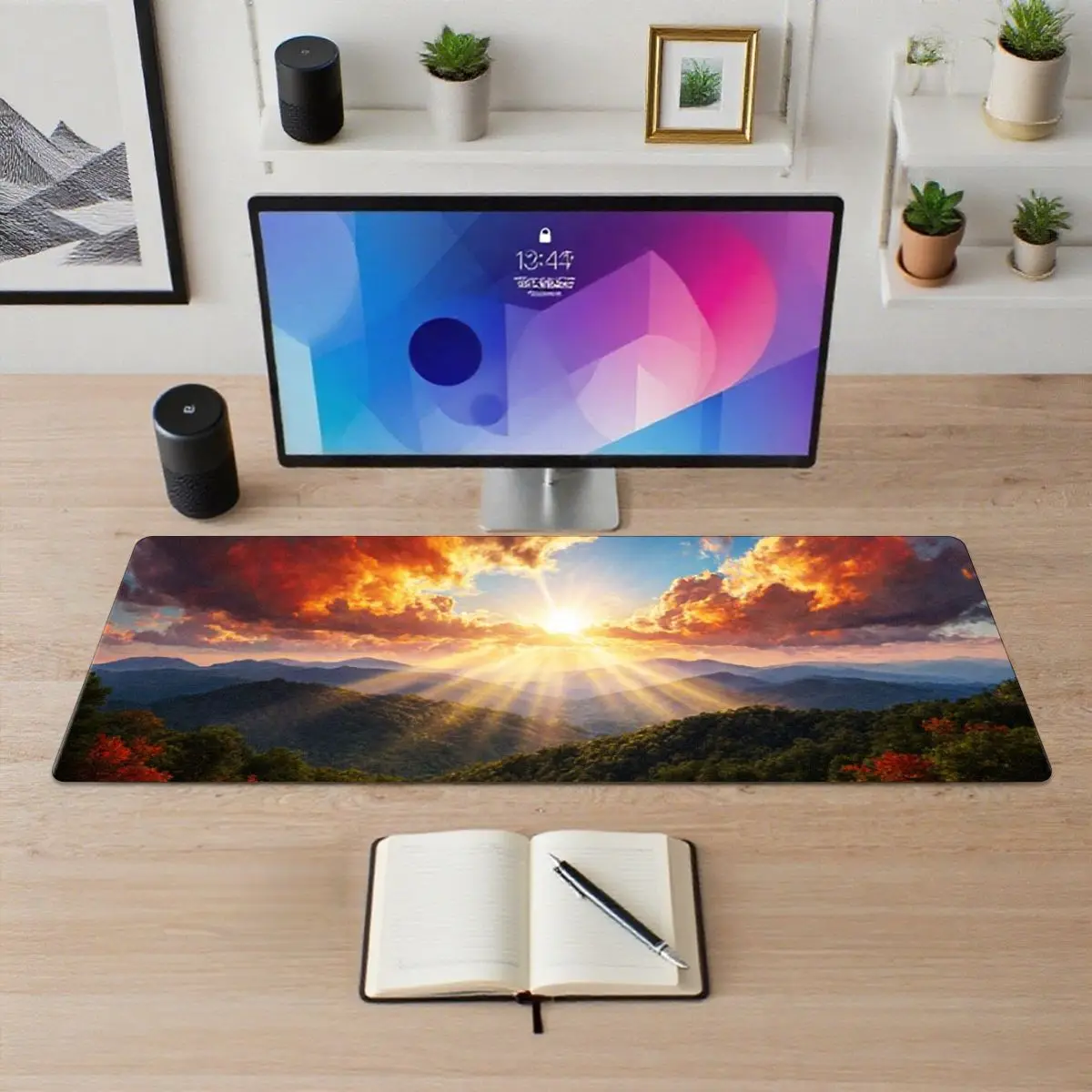 1 Piece Sunset Mountain Landscape Gaming Mouse Pad, Anti-Slip Base, HD Print, Perfect for Office and Gaming Use #2