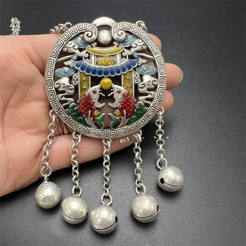 Jewelry Collection Cloisonne Carp Jumping Dragon Gate Lock Pendant Accessories