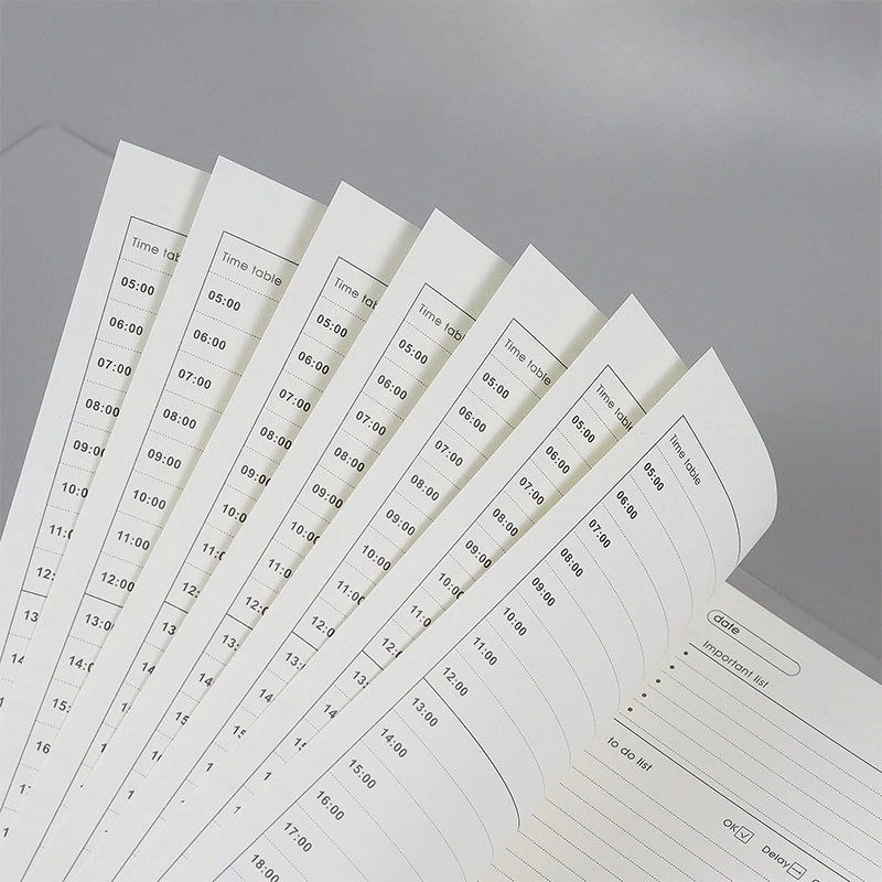 A5 80Sheet Loose Leaf Replacemen 120g Refill Spiral Binder Inner Page Timeline Weekly Monthly To Do Line Grid Inside Paper
